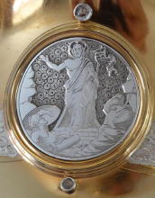 Solid silver gilt antique French Romanesque Chalice.